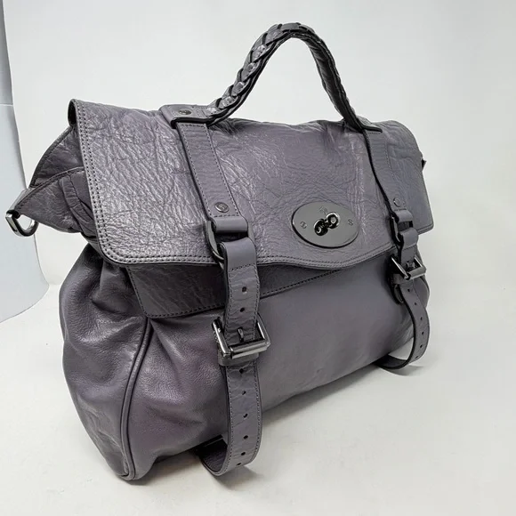 Mulberry Alexa Regular Slate Gray Lilac Leather Gunmetal Authenticated COA - Picture 10 of 16